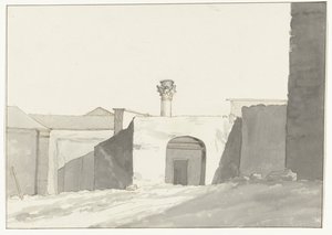 Ancient Column and Buildings in the Port of Brindisi (Voyage en Italie, en Sicile et à Malte - 1778)