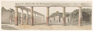 View of Roman Barracks and Colonnade in Pompeii (Voyage en Italie, en Sicile et à Malte - 1778) by Louis Ducros