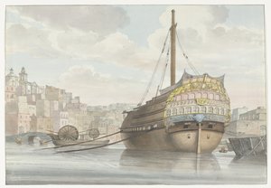 View of the Port of the Galleys in Malta, Taken from the Shipyard by Louis Ducros