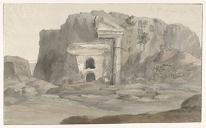 Tombs with Doric Style Facade Carved in Rock near Syracuse (Voyage in Italy, Sicily, and Malta - 1778 series) by Louis Ducros