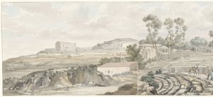 Interior with Theater Stairs in Syracuse (Voyage in Italy, Sicily, and Malta - 1778) by Louis Ducros