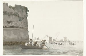 Mussel Fishermen on Mare Piccolo near the Fortifications of Taranto