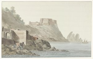 Rock and City of Scilla in the Calabria Region on the East Coast (Voyage en Italie, en Sicile et à Malte - 1778)