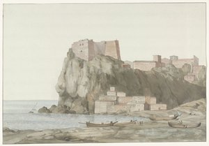 Rock and City of Scilla in the Calabria Region on the West Coast (Voyage en Italie, en Sicile et à Malte - 1778)