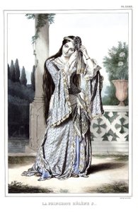 Princess Helene Soutzo. in Journey to Athenes and Constantinople, or collection of Greek and Ottoman portraits, views and costumes, painted on places of after nature, lithographs and colories by Louis Dupre (1789-1837), pupil of David.1825 by Louis Dupré