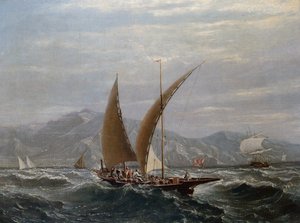 A Mediterranean Tartane by Louis Eugene Gabriel Isabey