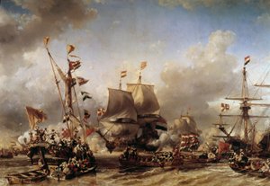 Embarkment of Dutch Admiral Michel Adrien Ruyter and William de Witt for the Battle of Texel