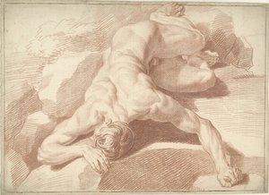 Male Nude, Lying on the Stomach, Foreshortened