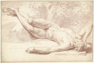 Male Nude, Lying on Back, Facing Right