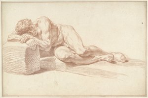 Male Nude, Lying on Side, Facing Left