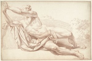 Male Nude Lying on His Side, Facing Left