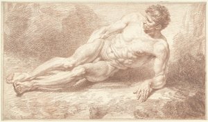 Male Nude, Lying on Side, Leaning on Left Arm