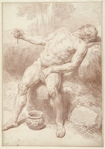 Male Nude, Sitting, Leaning Back by Louis Fabritius Dubourg
