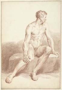 Male Nude, Sitting, Facing Right