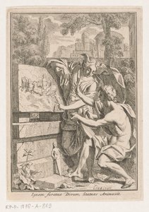 Woman with Winged Head Shows Bas-Relief to Young Man by Louis Fabritius Dubourg