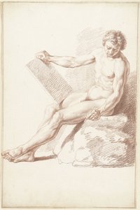 Seated Academy Nude, as Draftsman by Louis Fabritius Dubourg