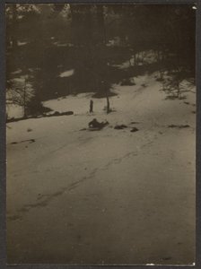 Child Sledding Down Hill by Louis Fleckenstein