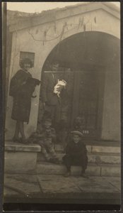 Family in Front of Fleckenstein Studio in Long Beach by Louis Fleckenstein