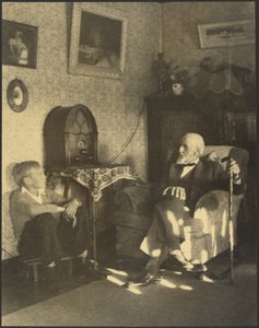 Man and Boy Seated in a Study