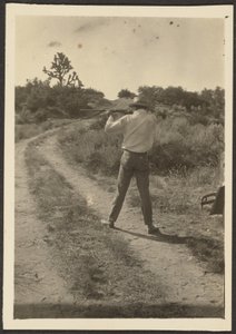 Man on Trail with Gun by Louis Fleckenstein