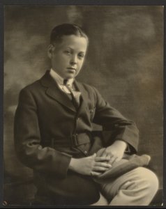 Portrait of a Boy with Cap on Knee by Louis Fleckenstein