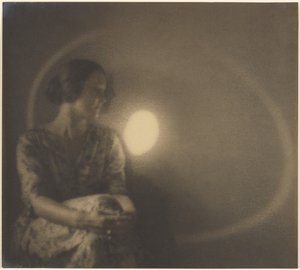 Portrait of a Woman with Light Flash and Ring by Louis Fleckenstein