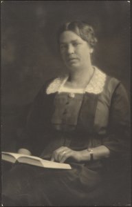 [Portrait of a Woman with Open Book] by Louis Fleckenstein