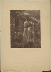 Two Young Girls Standing in a Garden by Louis Fleckenstein