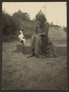 Woman Seated with Dog by Louis Fleckenstein