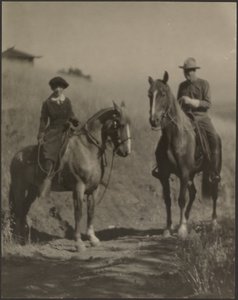Woman and Man on Horseback by Louis Fleckenstein