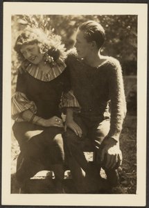 Young Man and Woman Seated Outside by Louis Fleckenstein
