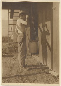 Young Man and his Shadow Drinking Water from a Ladle by Louis Fleckenstein