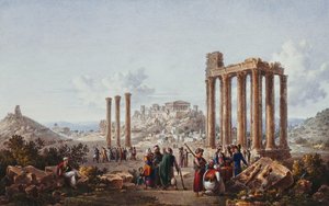 A View of the Acropolis, Athens, from the Temple of Zeus at Olympia by Louis Francois Cassas