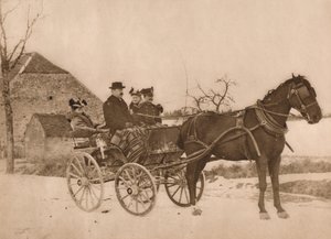 Men and women in a horse-drawn carriage, 1937 by Louis Guichard