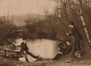 Three Men by Pond