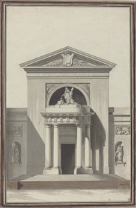 Facade for a Church with a Sculpture Representing Faith by Louis Gustave Taraval