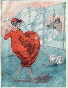 The favorable wind: helice prying. Illustration by Louis Icart for the magazine “Le Fantasio” of May 1916. by Louis Icart