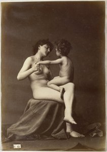 Study of a Female Nude, Sitting with a Naked Child on Lap by Louis Jean Baptiste Igout (attributed to)