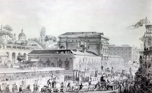 Antiquities found at Herculaneum being transported to the Naples Museum, c.1782 by Louis Jean Desprez