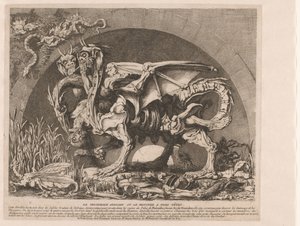 Chimera, Chimaera, The Chimera of Monsieur Deprez, The Three-Headed African or the Monster with Three Heads (title on object) by Louis Jean Desprez