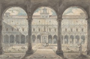 Cloister of the Certosa di San Martino, Naples by Louis Jean Desprez