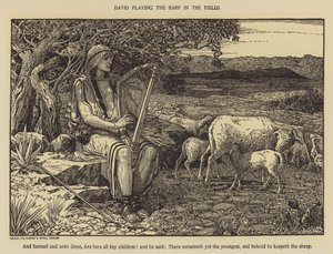 David playing the harp in the fields