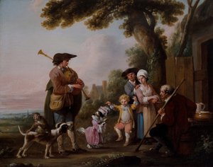 Musicians with Animals Performing Before Taverns by Louis Joseph (1731 98) Watteau