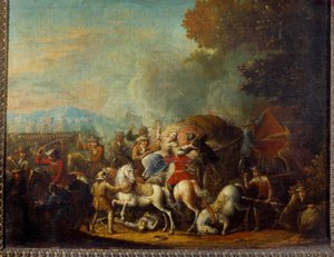 The attack on a cart by brigands by Louis Joseph  Watteau