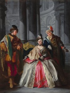 Three Figures Dressed for a Masquerade, c. 1740s
