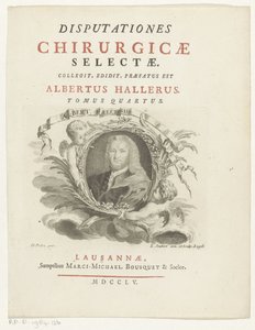 Portrait of Albrecht von Haller (Title Page for: Albrecht von Haller, Disputationes chirurgicae selectae, 1755) by Louis Joubert