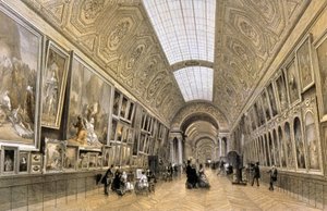 The Grande Galerie, Louvre museum, c.1850 by Louis Jules (after) Arnout