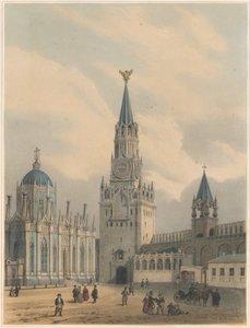 The Spasskaya Tower Saviour Gates and Saint Catherine Church of Ascension Convent in the Moscow Kremlin