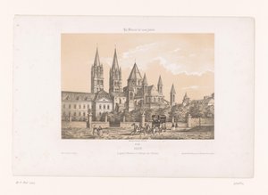 View of the Abbaye aux Hommes with the Église Saint-Étienne in Caen (Contemporary France) by Louis Le Breton