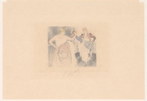 Two Cancan Dancers with Raised Legs by Louis Legrand (signed by artist)